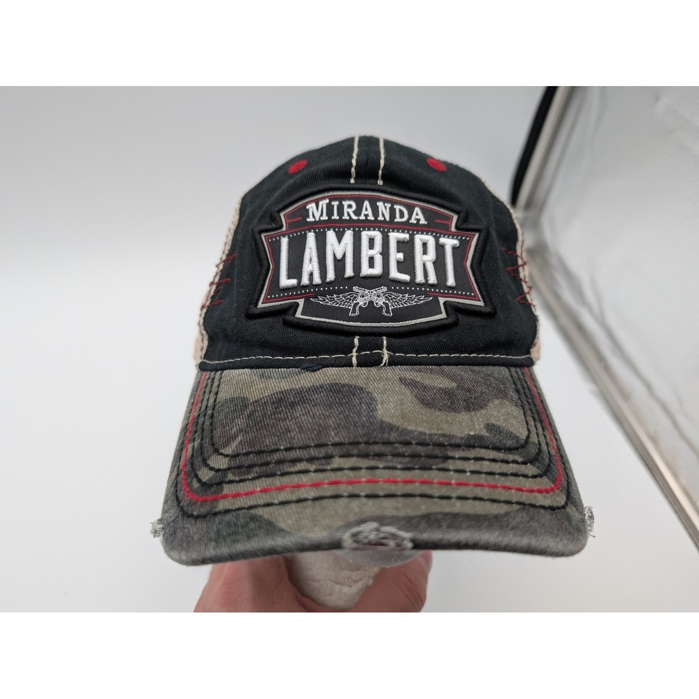Miranda Lambert Country Music Camo Distressed Mesh Back Trucker Hat Black Tan